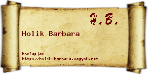 Holik Barbara névjegykártya